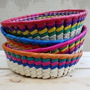 3 Mexican Tortilleros/Baskets Blue, Orange, Magenta